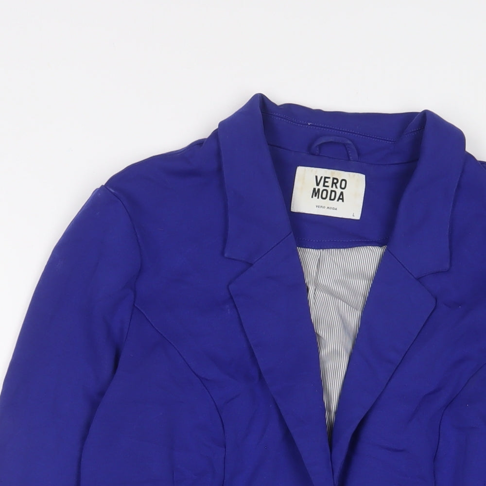 VERO MODA Womens Blue Jacket Blazer Size L Button