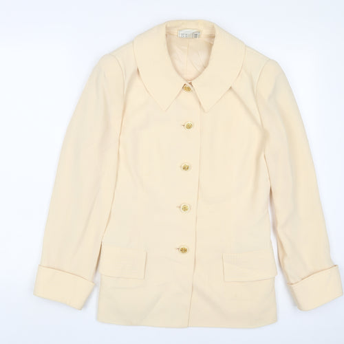 Frank Usher Womens Ivory Jacket Blazer Size 12 Button