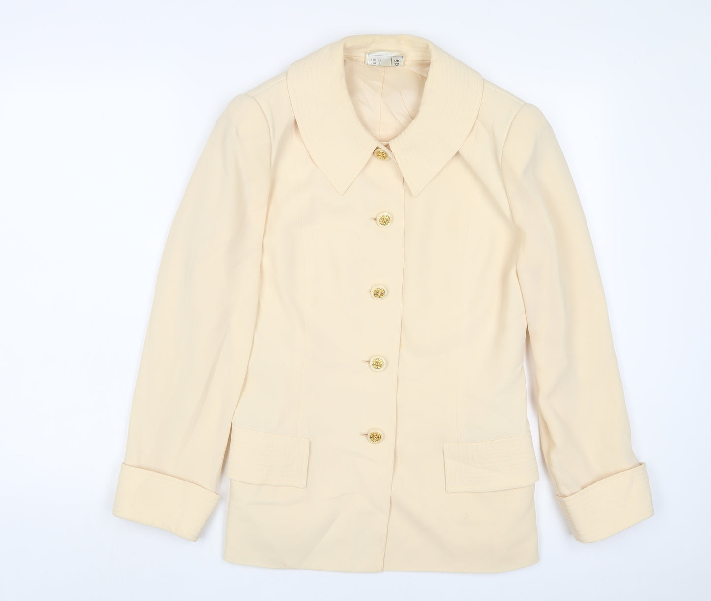 Frank Usher Womens Ivory Jacket Blazer Size 12 Button