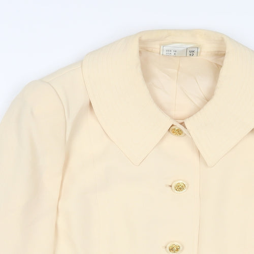 Frank Usher Womens Ivory Jacket Blazer Size 12 Button