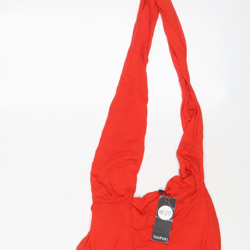 Boohoo Womens Red Polyester Bodysuit One-Piece Size 14 Pullover