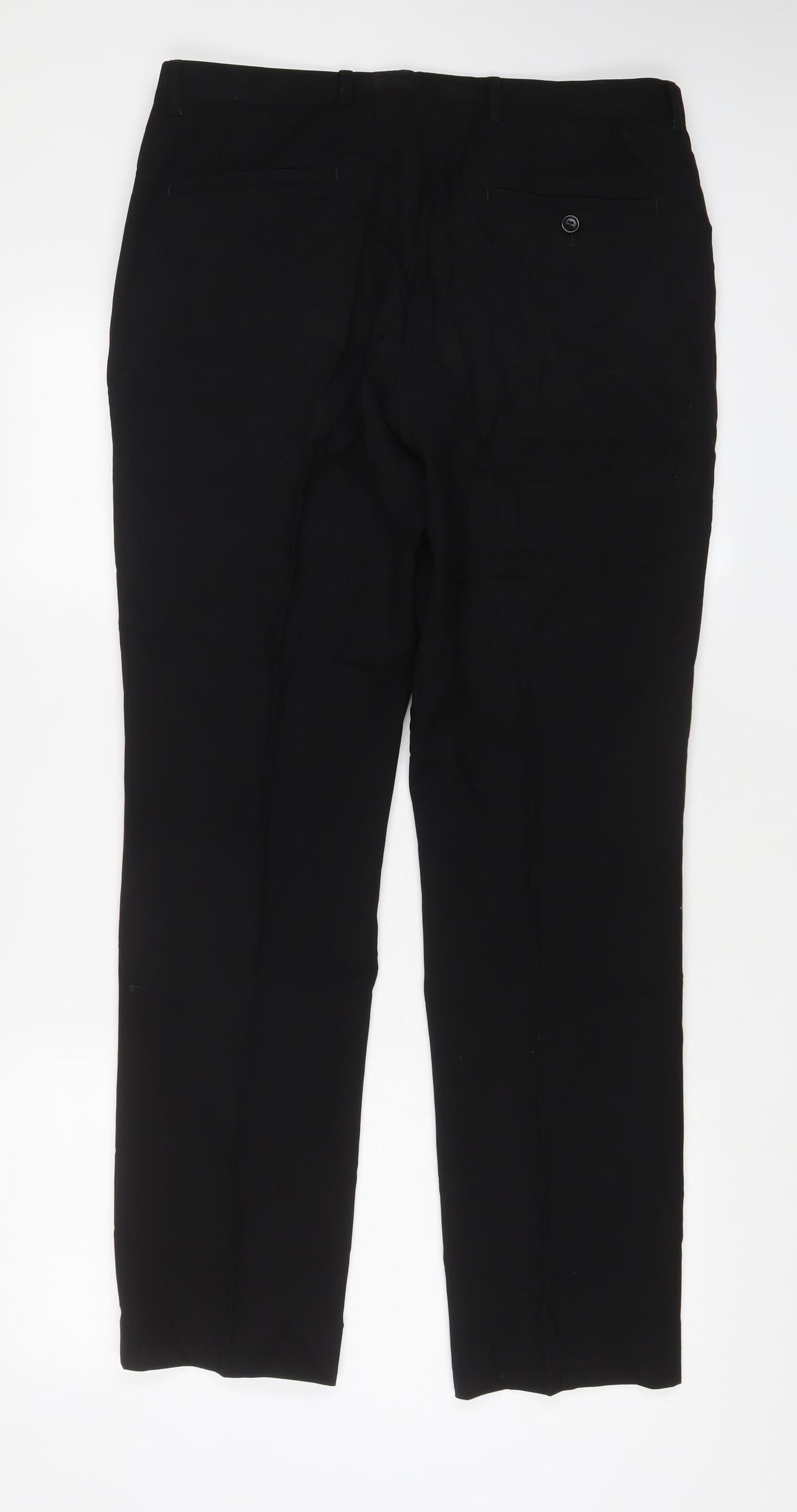 Kenneth Cole Mens Black Wool Trousers Size 34 in L31 in Regular Hook & Eye