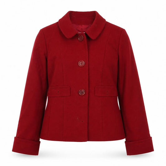 Front view of Gerard Darel women’s red jacket, size UK 14, button