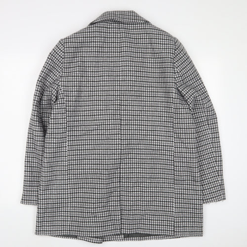 Marks and Spencer Womens Grey Plaid Overcoat Coat Size 16 Button