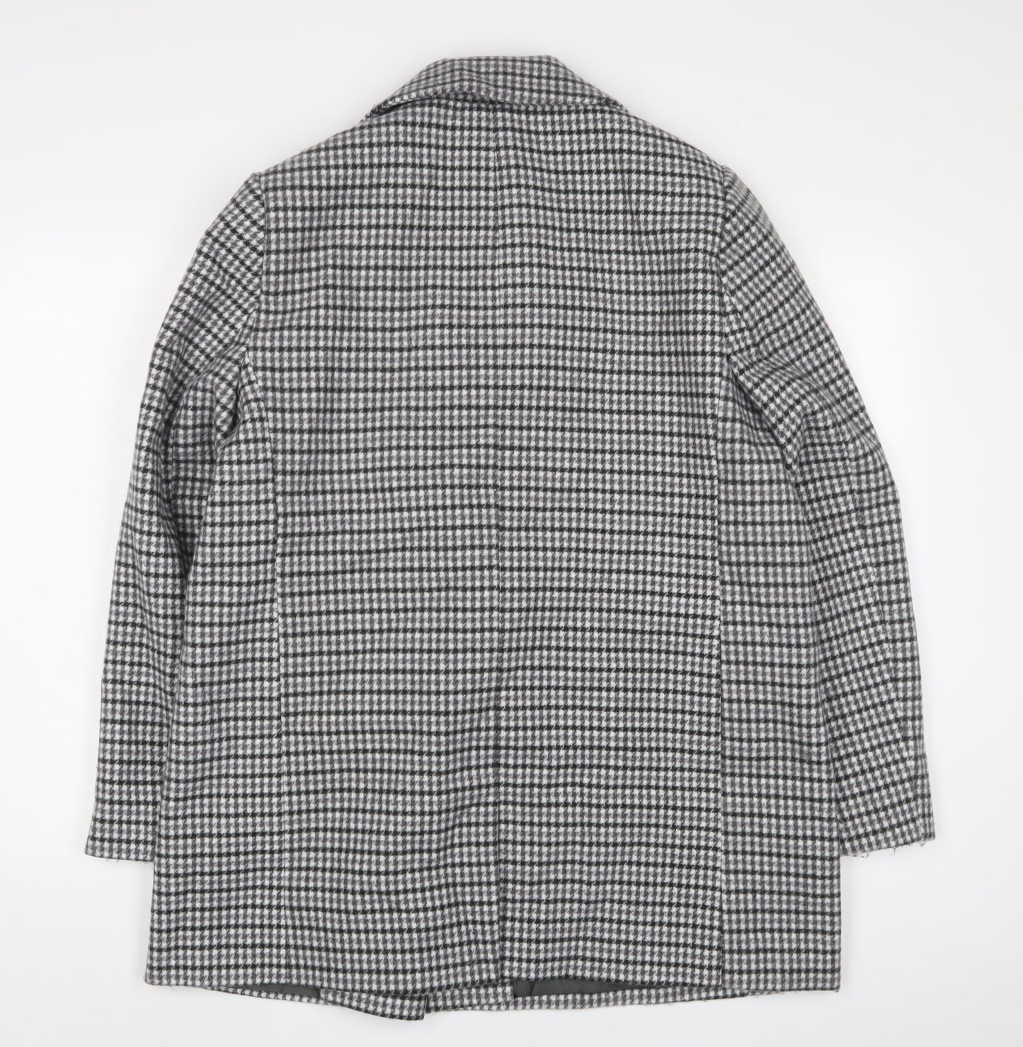 Marks and Spencer Womens Grey Plaid Overcoat Coat Size 16 Button