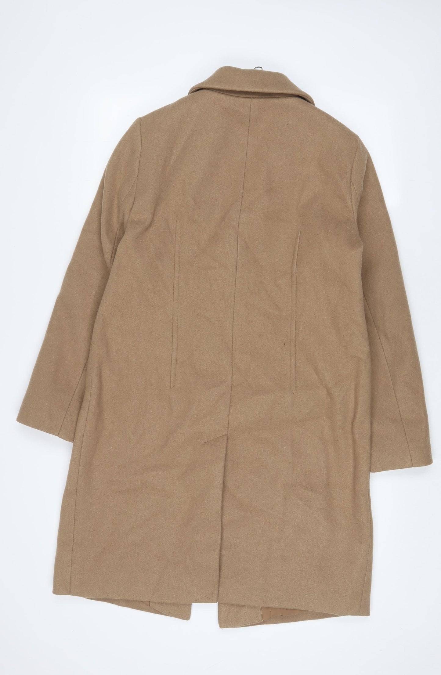 Marks and Spencer Womens Beige Overcoat Coat Size 12 Snap