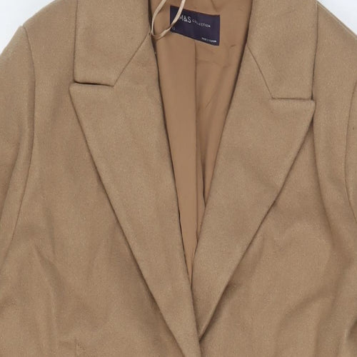 Marks and Spencer Womens Beige Overcoat Coat Size 12 Snap