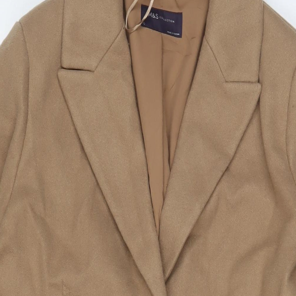 Marks and Spencer Womens Beige Overcoat Coat Size 12 Snap