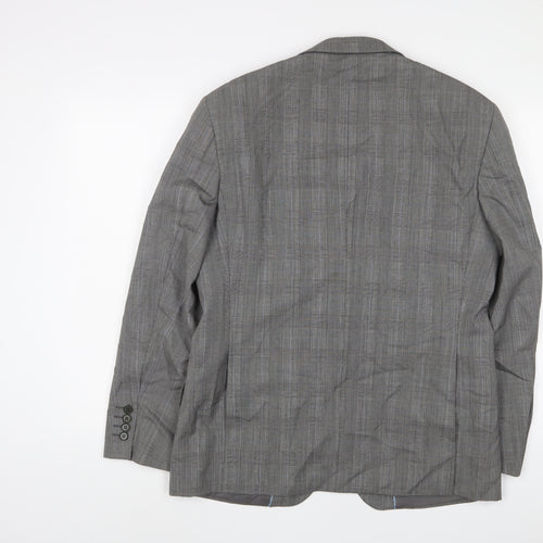 New & Lingwood Mens Grey Plaid Wool Jacket Suit Jacket Size 40 Regular