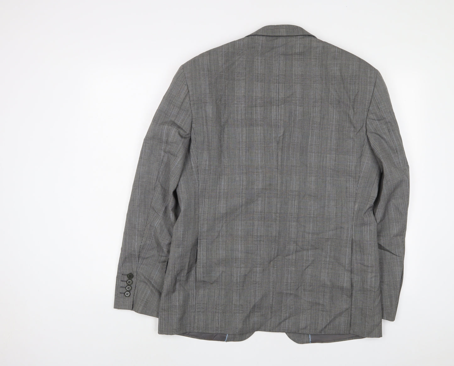 New & Lingwood Mens Grey Plaid Wool Jacket Suit Jacket Size 40 Regular