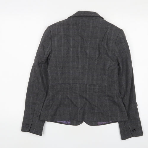 NEXT Womens Grey Plaid Jacket Blazer Size 10 Button