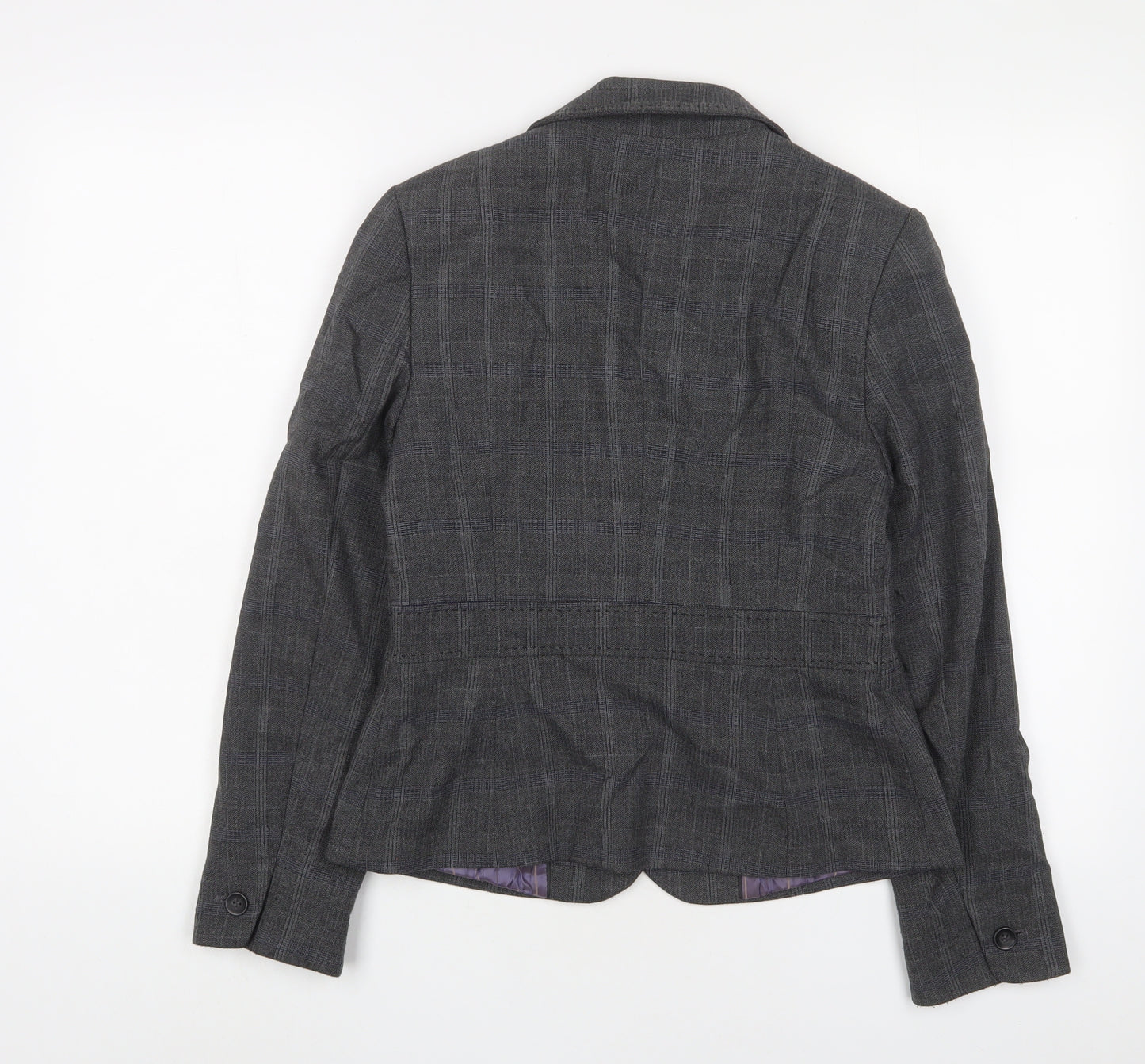 NEXT Womens Grey Plaid Jacket Blazer Size 10 Button