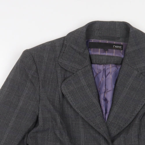 NEXT Womens Grey Plaid Jacket Blazer Size 10 Button