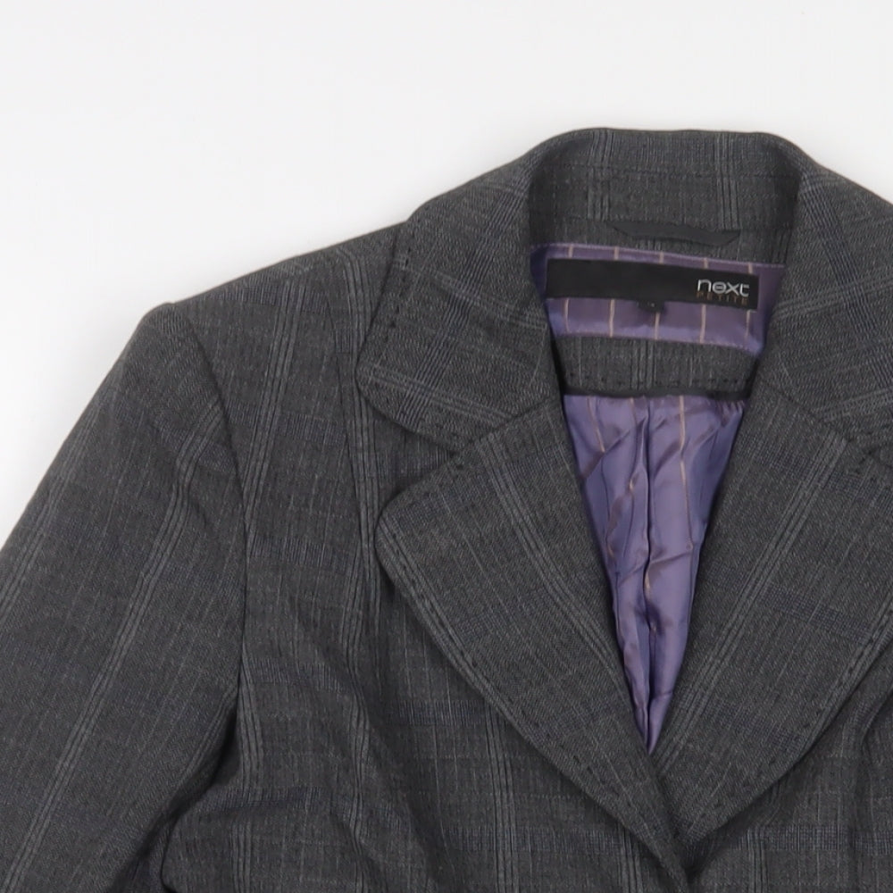 NEXT Womens Grey Plaid Jacket Blazer Size 10 Button