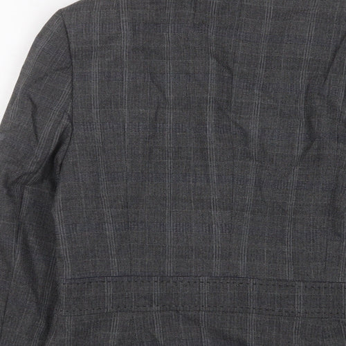 NEXT Womens Grey Plaid Jacket Blazer Size 10 Button