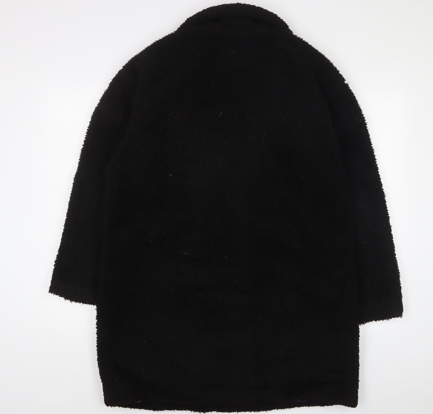 PRETTYLITTLETHING Womens Black Overcoat Coat Size 18 Button