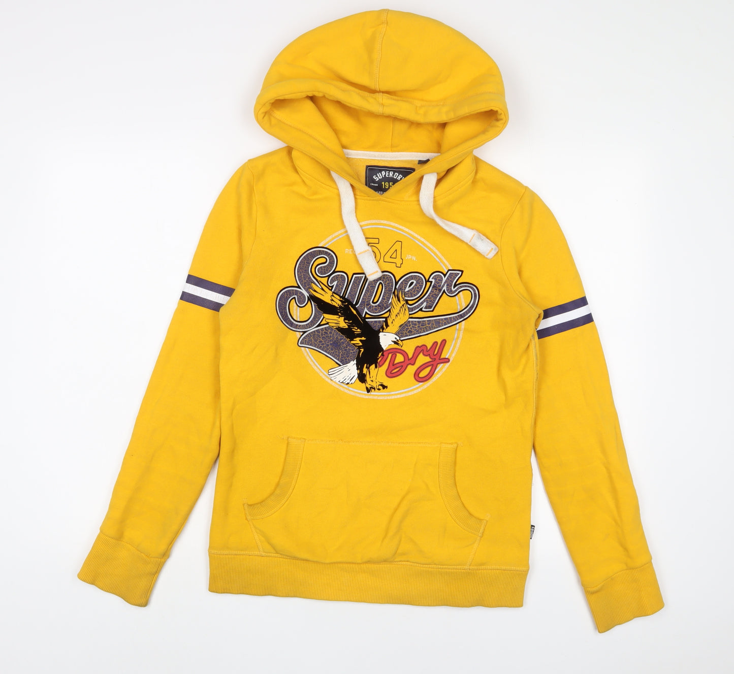 Superdry Womens Yellow Cotton Pullover Hoodie Size 10 Pullover