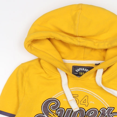 Superdry Womens Yellow Cotton Pullover Hoodie Size 10 Pullover