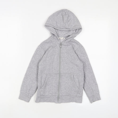 H&M Girls Grey Cotton Full Zip Hoodie Size 4-5 Years Zip