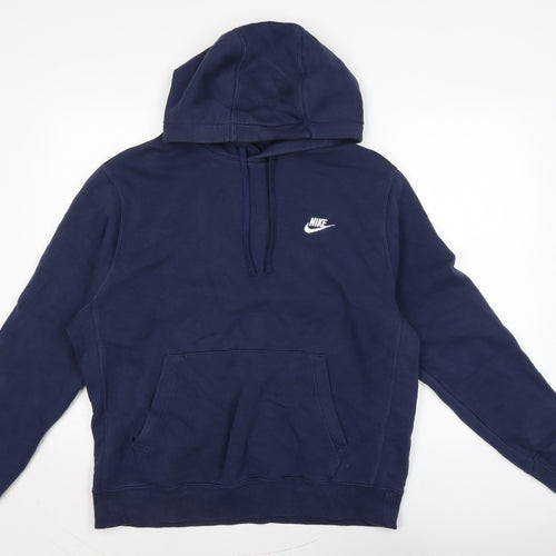 Nike Mens Blue Cotton Pullover Hoodie Size L