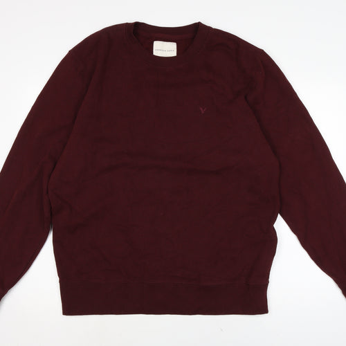 American Eagle Mens Red Cotton Pullover Sweatshirt Size L