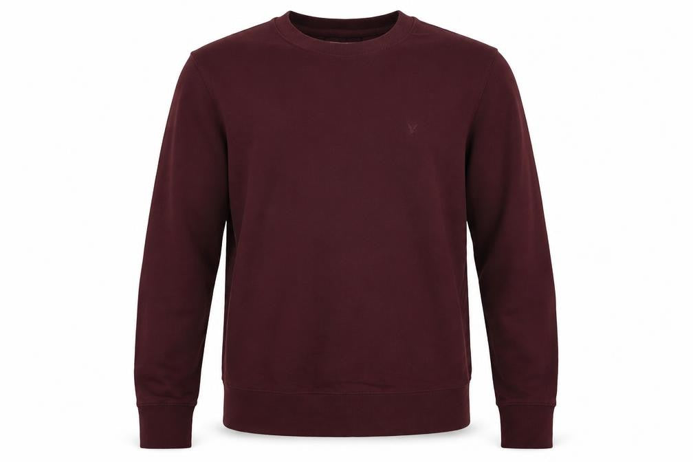 Front view of American Eagle men’s red cotton pullover sweatshirt, size L