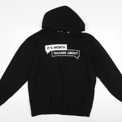 Just Hoods Mens Black Cotton Pullover Sweatshirt Size L