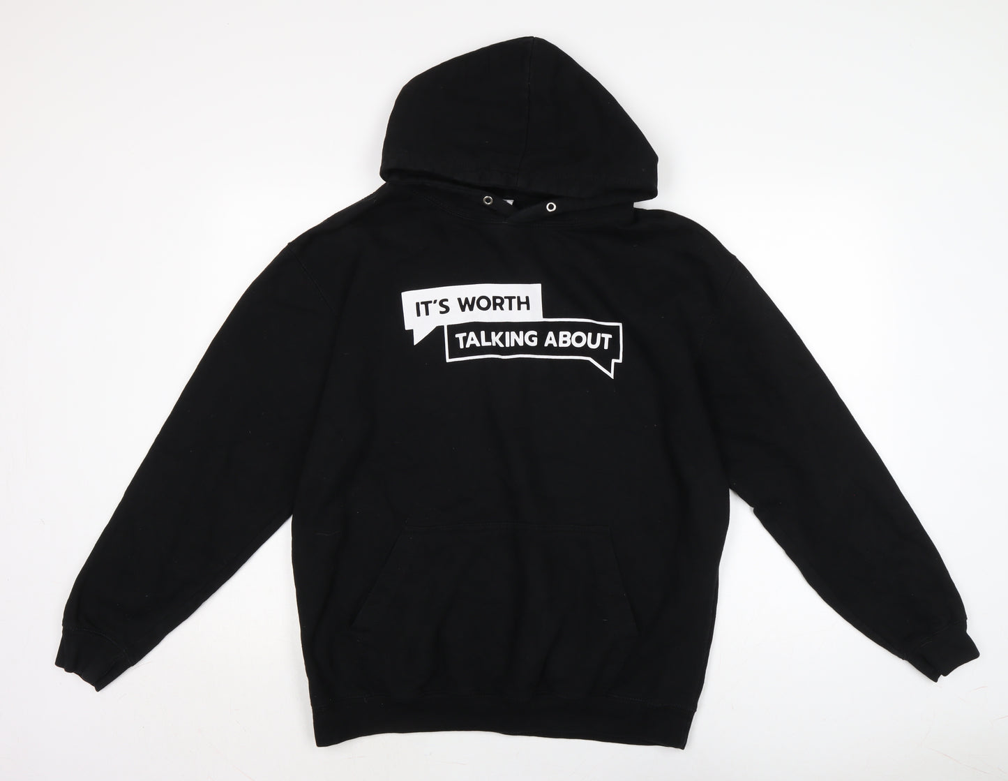 Just Hoods Mens Black Cotton Pullover Sweatshirt Size L