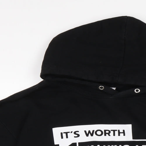 Just Hoods Mens Black Cotton Pullover Sweatshirt Size L