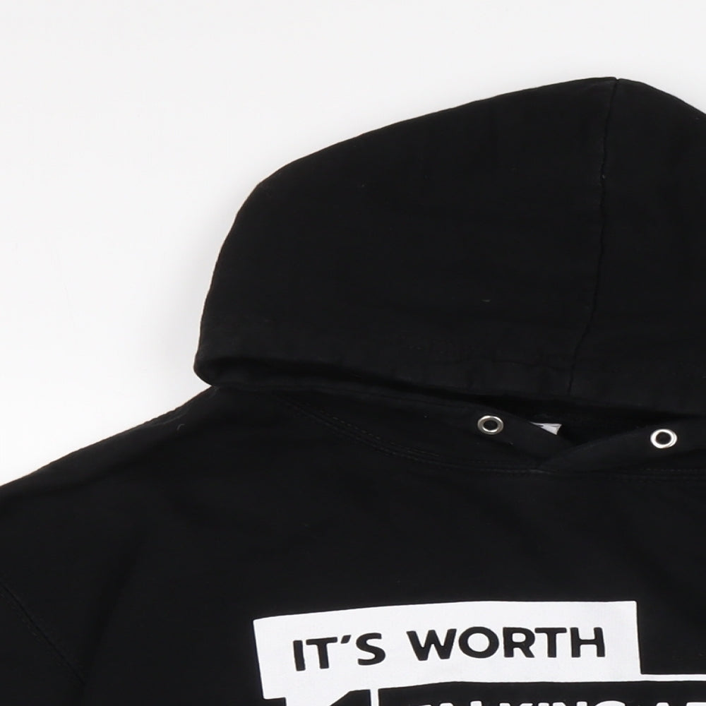 Just Hoods Mens Black Cotton Pullover Sweatshirt Size L