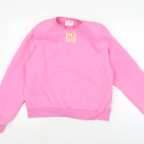 poser Womens Pink Cotton Pullover Sweatshirt Size S - Padded shoulders.