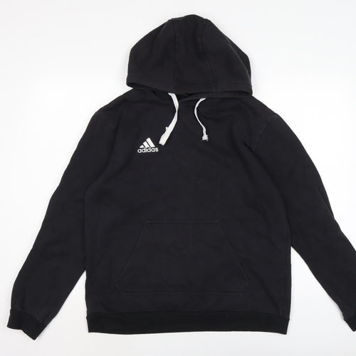 adidas Mens Black Cotton Pullover Hoodie Size M