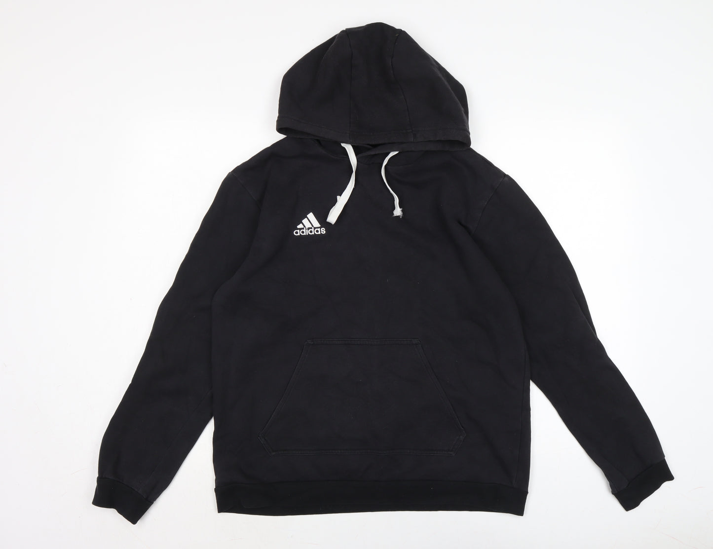adidas Mens Black Cotton Pullover Hoodie Size M