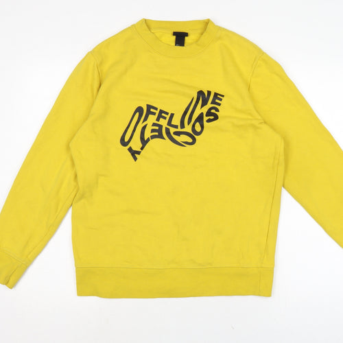 H&M Mens Yellow Cotton Pullover Sweatshirt Size S