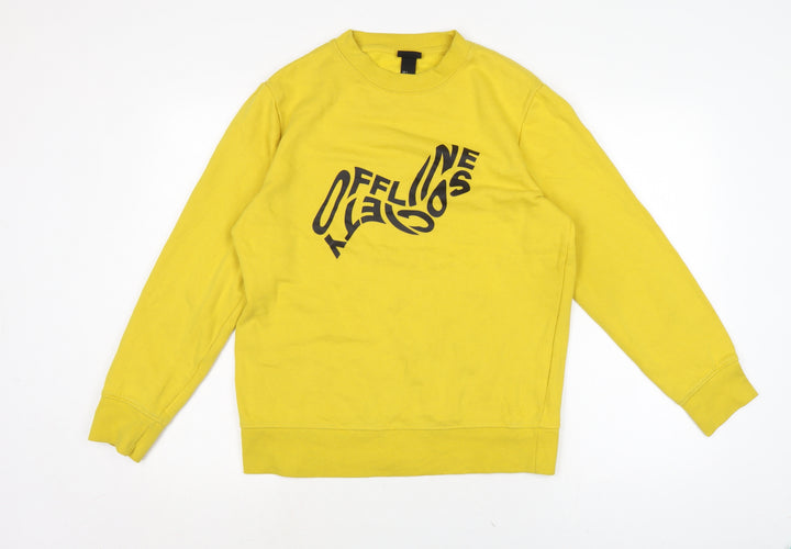 H&M Mens Yellow Cotton Pullover Sweatshirt Size S