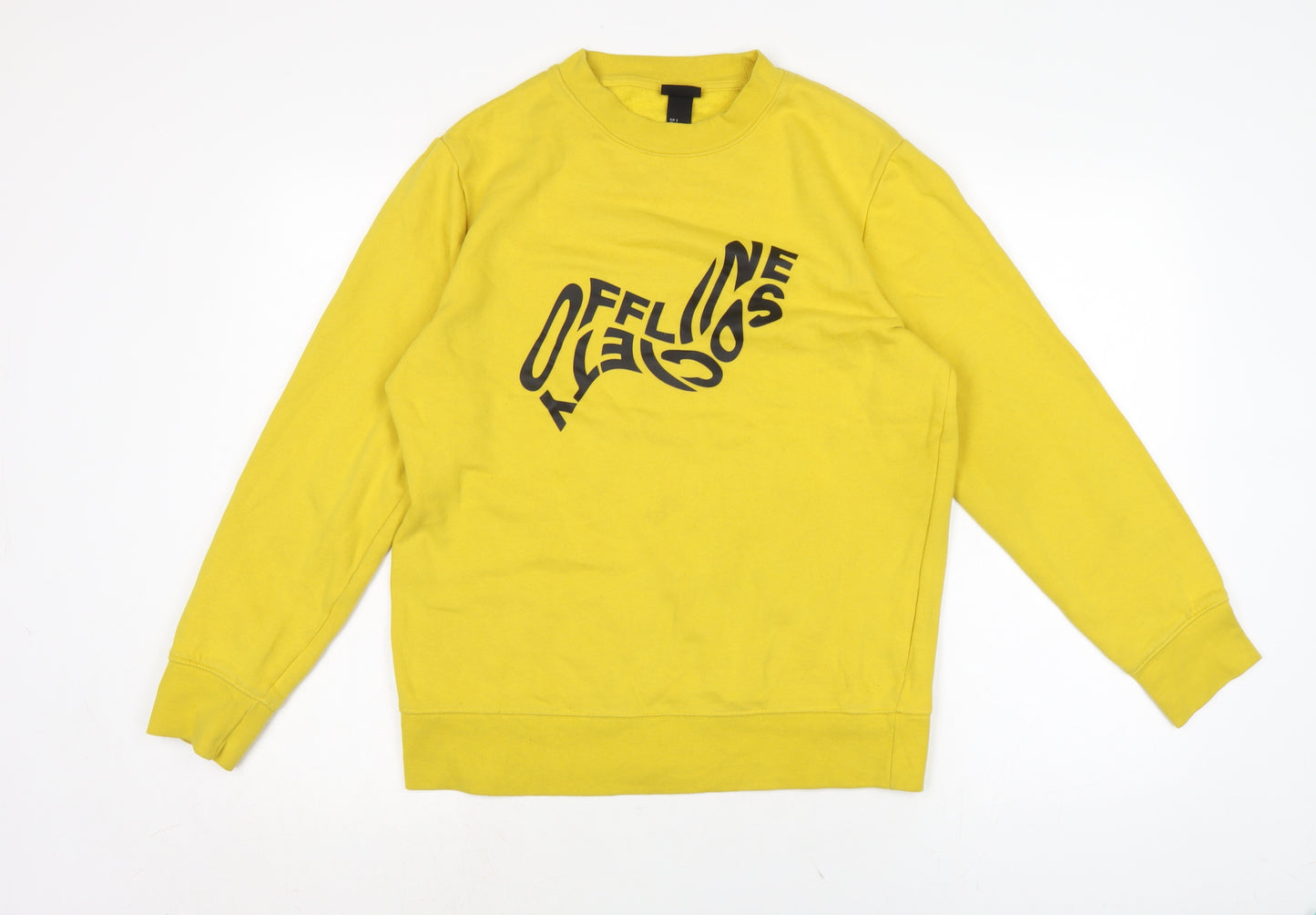 H&M Mens Yellow Cotton Pullover Sweatshirt Size S