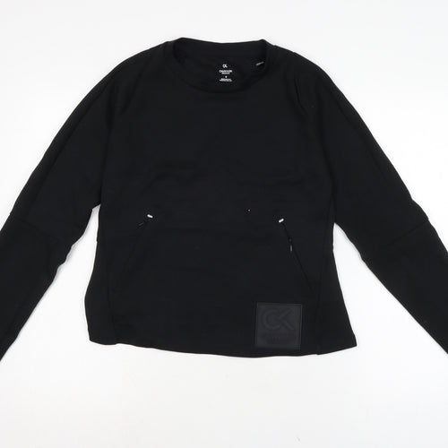 Calvin Klein Womens Black Polyester Pullover T-Shirt Size M Crew Neck