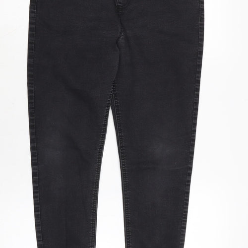 Marks and Spencer Womens Grey Cotton Blend Straight Jeans Size 14 L26 in Regular
