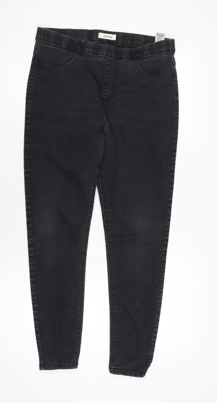 Marks and Spencer Womens Grey Cotton Blend Straight Jeans Size 14 L26 in Regular