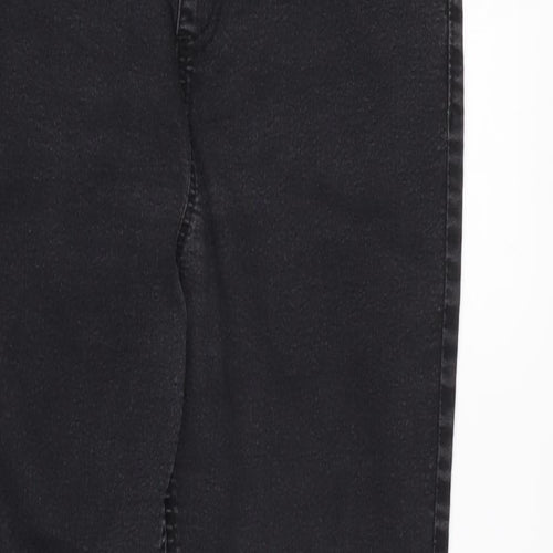 Marks and Spencer Womens Grey Cotton Blend Straight Jeans Size 14 L26 in Regular