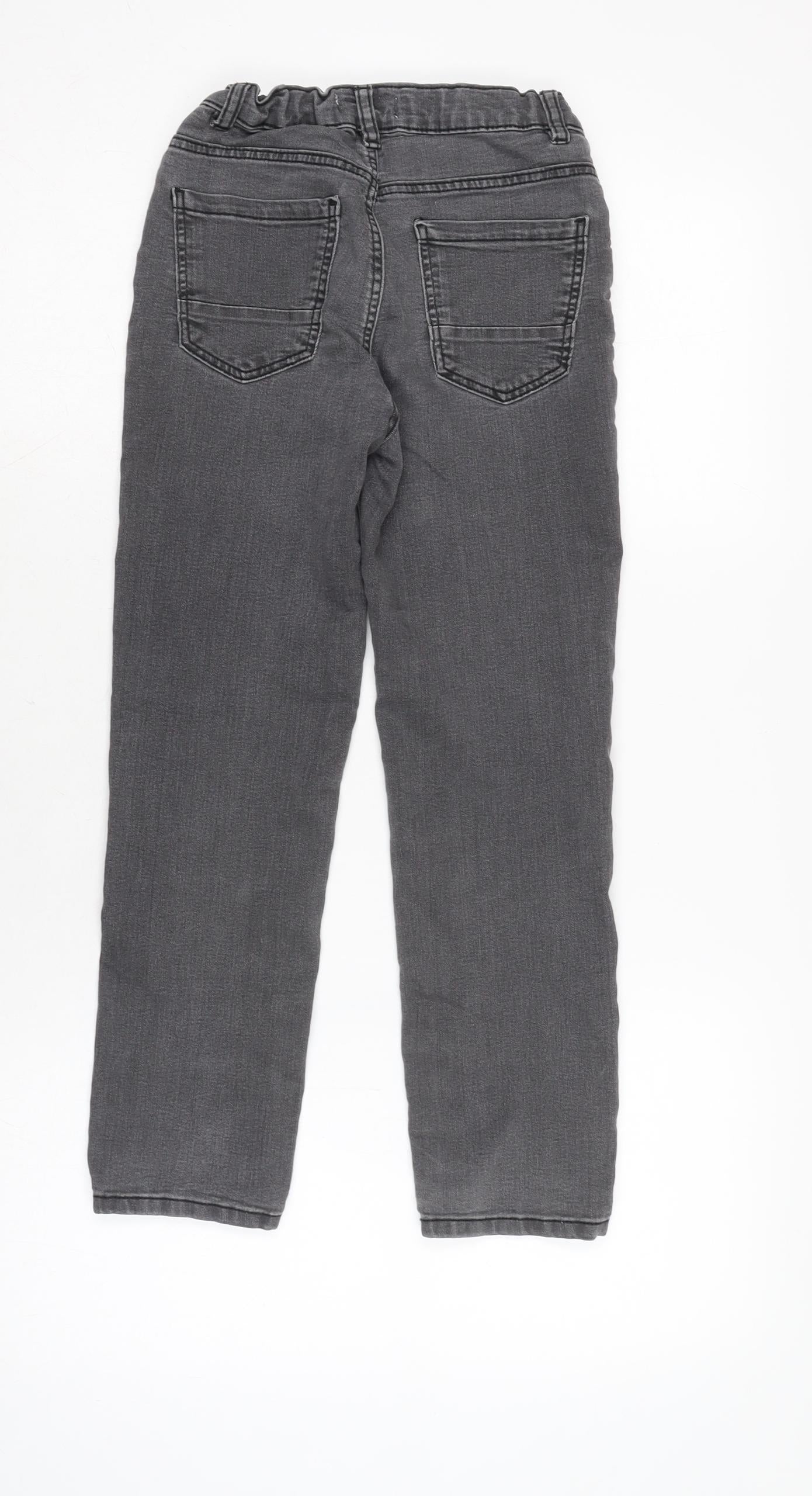 Blue Zoo Boys Grey Cotton Straight Jeans Size 7-8 Years L22 in Regular Zip