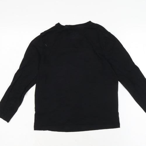 MOG ANG Boys Black Cotton Jersey T-Shirt Size 8-9 Years Crew Neck