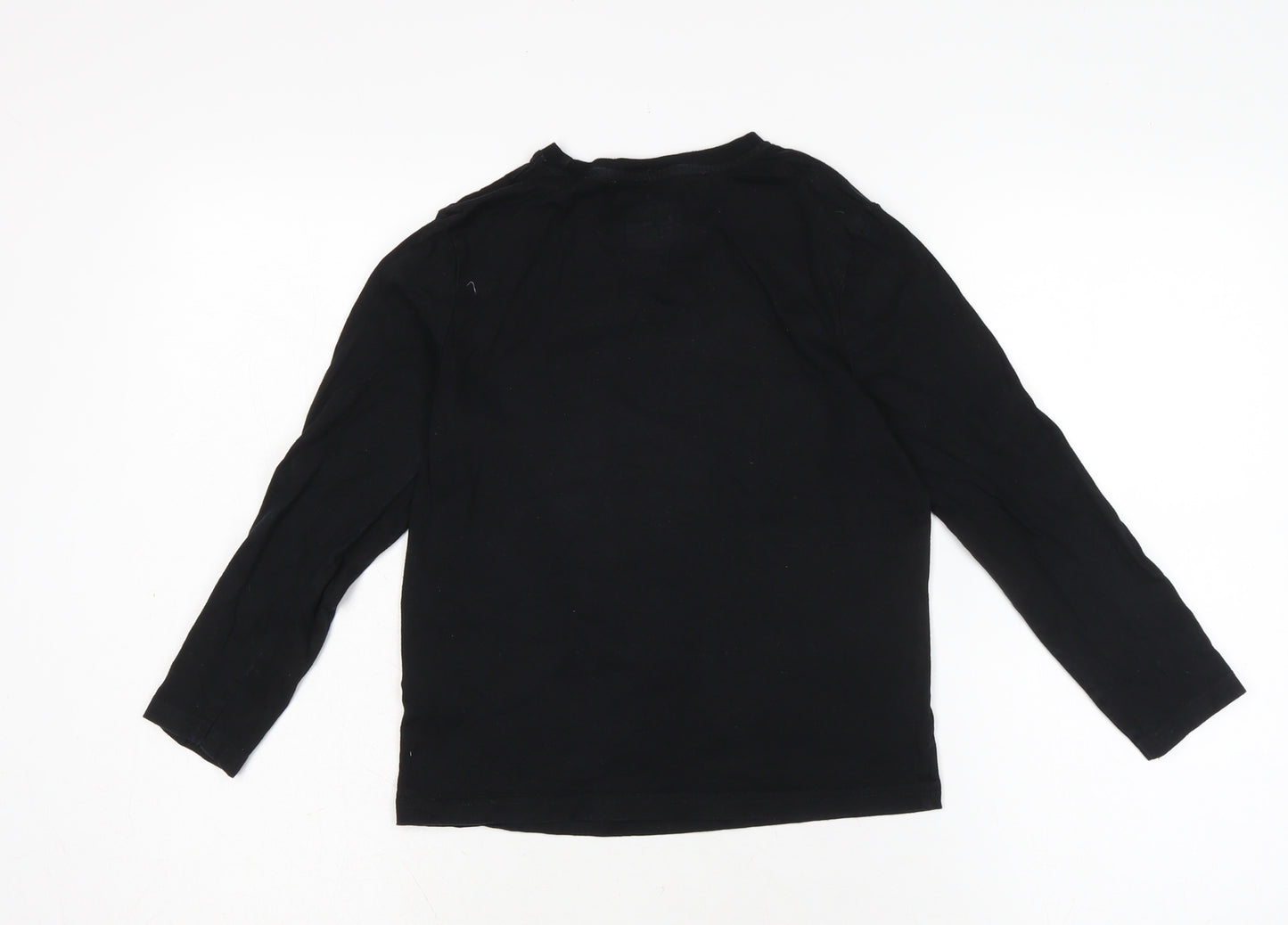 MOG ANG Boys Black Cotton Jersey T-Shirt Size 8-9 Years Crew Neck