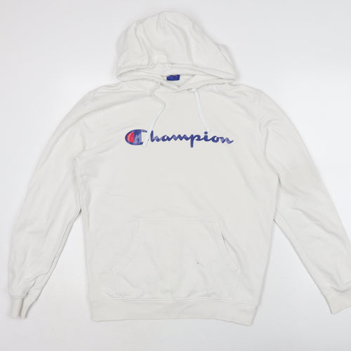 Champion Mens White Cotton Pullover Hoodie Size M
