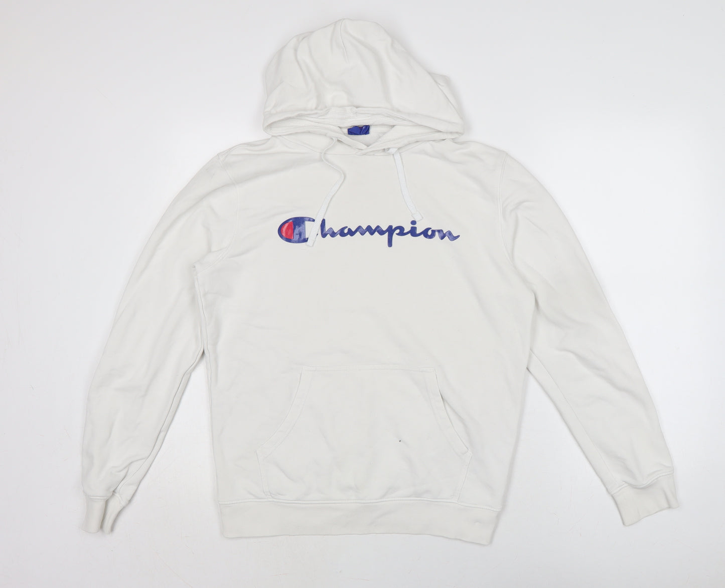 Champion Mens White Cotton Pullover Hoodie Size M
