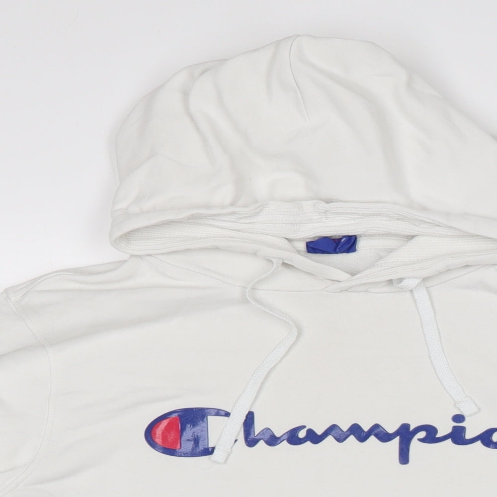 Champion Mens White Cotton Pullover Hoodie Size M