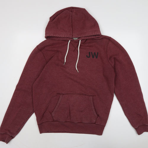Jack Wills Mens Red Cotton Pullover Hoodie Size L