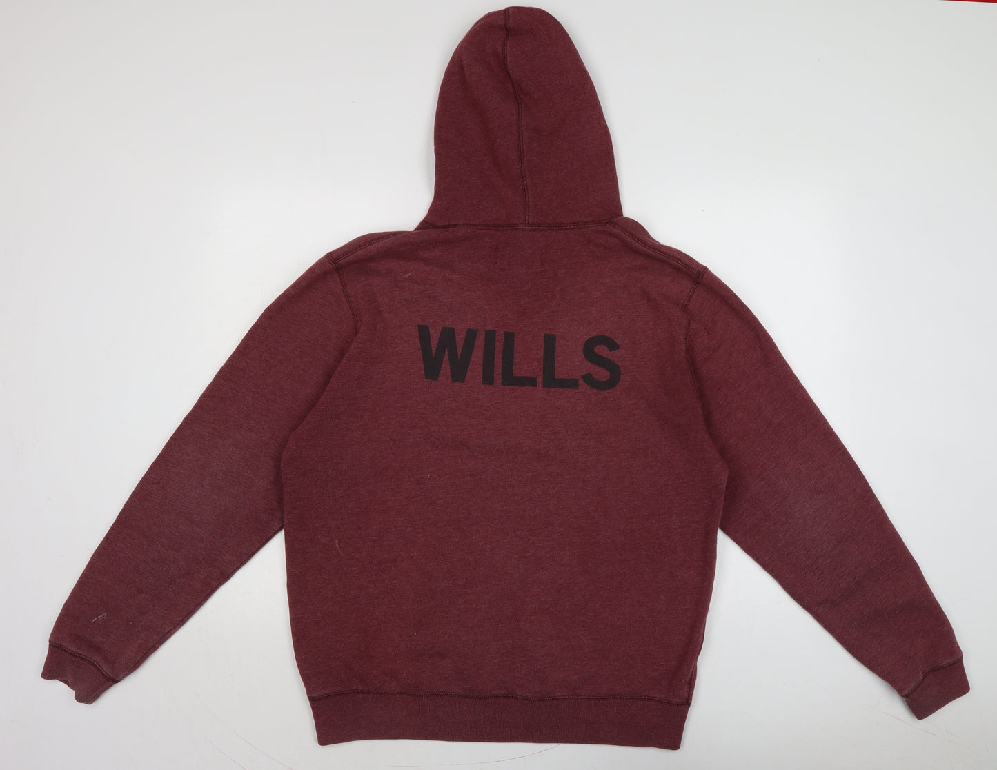 Jack Wills Mens Red Cotton Pullover Hoodie Size L