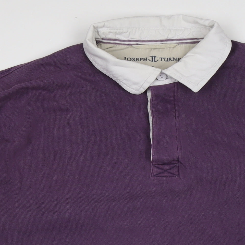 Joseph Turner Mens Purple Cotton T-Shirt Size L Collared