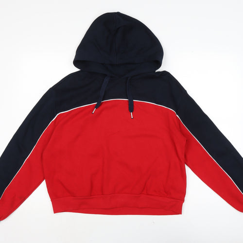 Divided Womens Black Cotton Pullover Hoodie Size M Drawstring